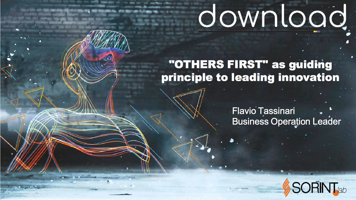 SorintLabUS's tweet photo. "OTHERS FIRST" as guiding principle to leading innovation #agile #opensource  #Industry40 #DigitalTransformation #Employment #leadership https://t.co/3rd9VNqATF https://t.co/yQKmr7G0Id