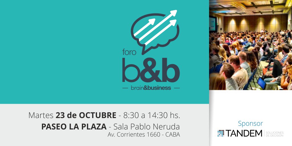 Los queremos invitar a participar del Foro B&amp;B, el próximo martes en Buenos Aires. Nuestro director <a href="/fesseiva/">Federico Esseiva</a> será speaker de esta gran propuesta que conjuga Negocios y Neurociencia. Más información en: goo.gl/wPvUMS