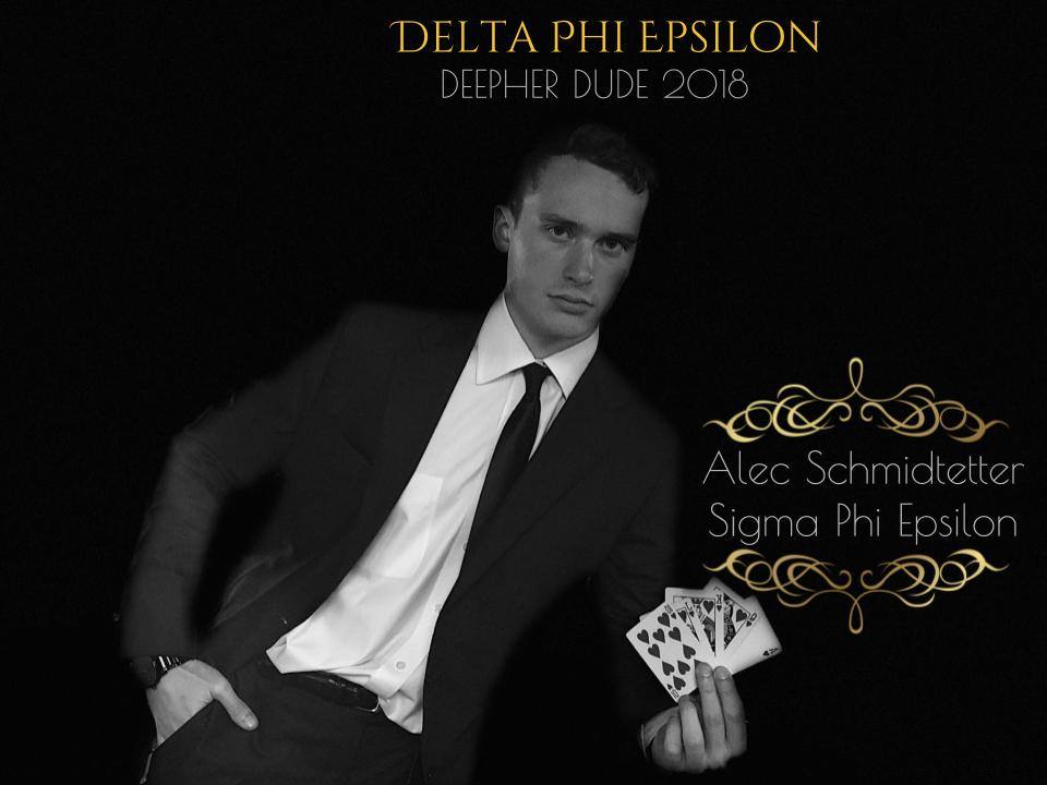 Happy Monday! We've got another Deepher Dude contestant...

Alec is a Senior in <a href="/PittSigEp/">SigEp Penn Gamma</a> studying Information Science being sponsored by the ladies of <a href="/aephi_pitt/">AEPhi Nu Chapter</a>! Come to Deepher Dude on 11/6 and donate to Alec's drive to help him win crowd favorite: 
pittdeepherdude2018.passioncff.org/tetter