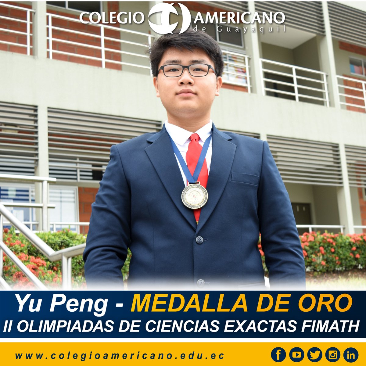 colamericanogye's tweet photo. #Felicitamos a nuestro estudiante Yu peng de Segundo de Bachillerato Ciencias que obtuvo el Primer lugar en las II #Olimpiadas de Ciencias Exactas “Abelardo García Arrieta” #FIMATH 2018.
¡Muchos éxitos!
😊🏅🇪🇨🇺🇸🎉
#campeon #primerlugar #ipac #Ecuador #EC #excelencia #gye https://t.co/uKgz6N0QOY