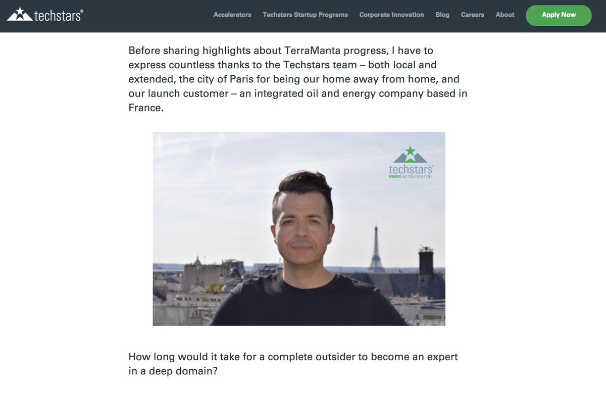 💬 "The Techstars Paris program created many memories which will be forever remembered. To name a few …Friendships and relationships which transcend borders and continents. Exceptional ☕️" Thanks <a href="/TerraManta/">TerraManta</a> for the nice words! bit.ly/2yTBecw  via @techstars 🥰