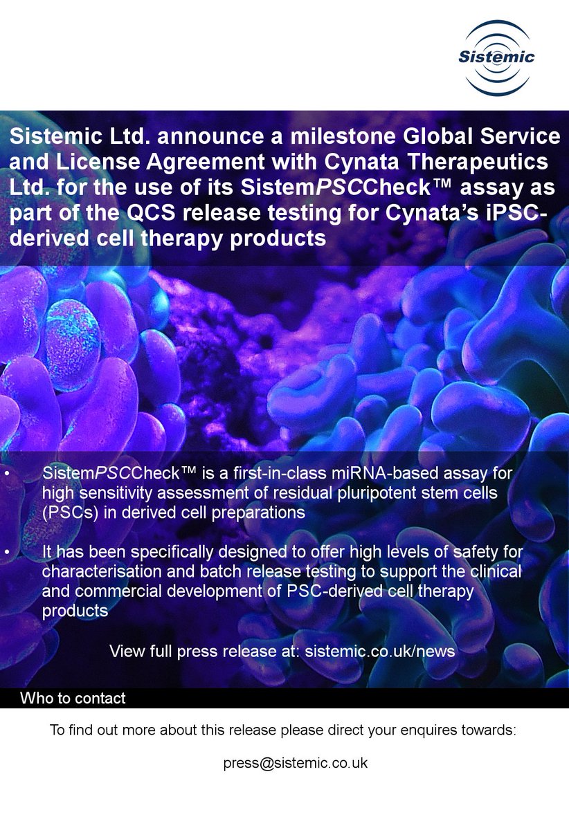 Sistemic Announce Global Service and License Agreement for SistemPSCCheck™
bit.ly/2AmKOXl