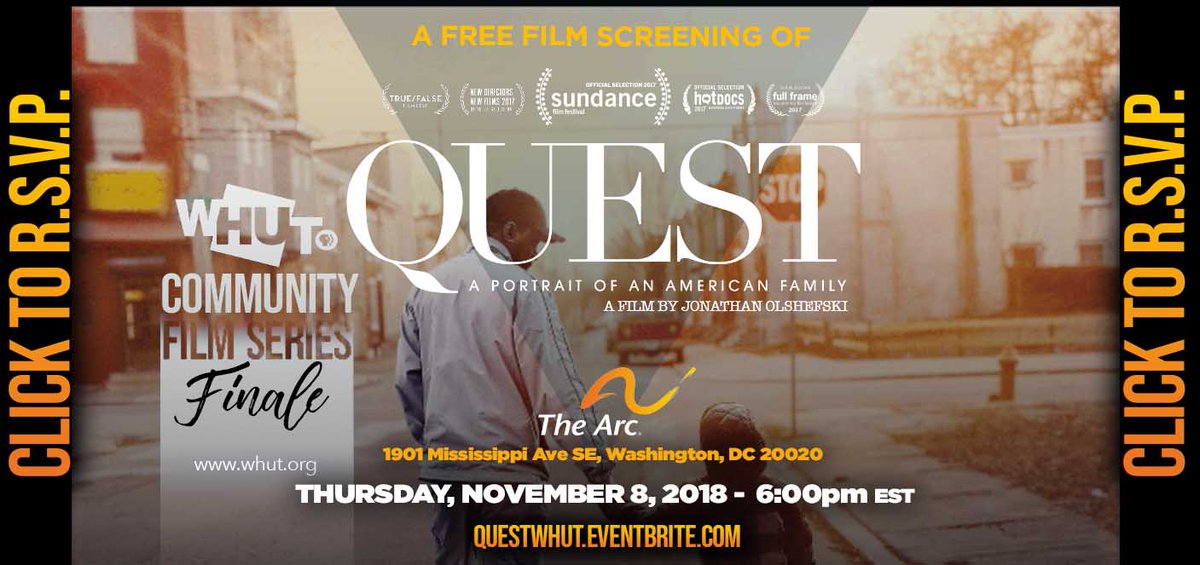 whuttv's tweet image. WHUT continues 2 thank all of our participants &amp;amp; guests from the last 3 film screenings.... We will like to take this time to invite you all to our finale! #WHUTtv and #POVdocs are proud to present our FREE community film screening of #QUESTpbs on Nov. 8th in South East DC! RSVP