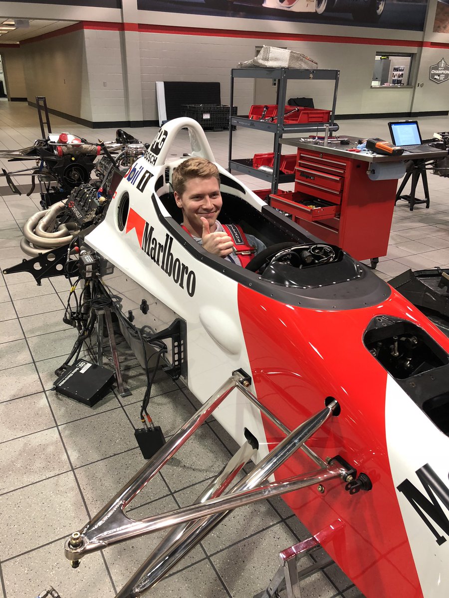 josefnewgarden's tweet photo. Stopped by the @Team_Penske shop today and sat in something a bit different! Pretty cool heritage. Check out the old school tech to keep those vehicles running! https://t.co/eotrR9g1XF