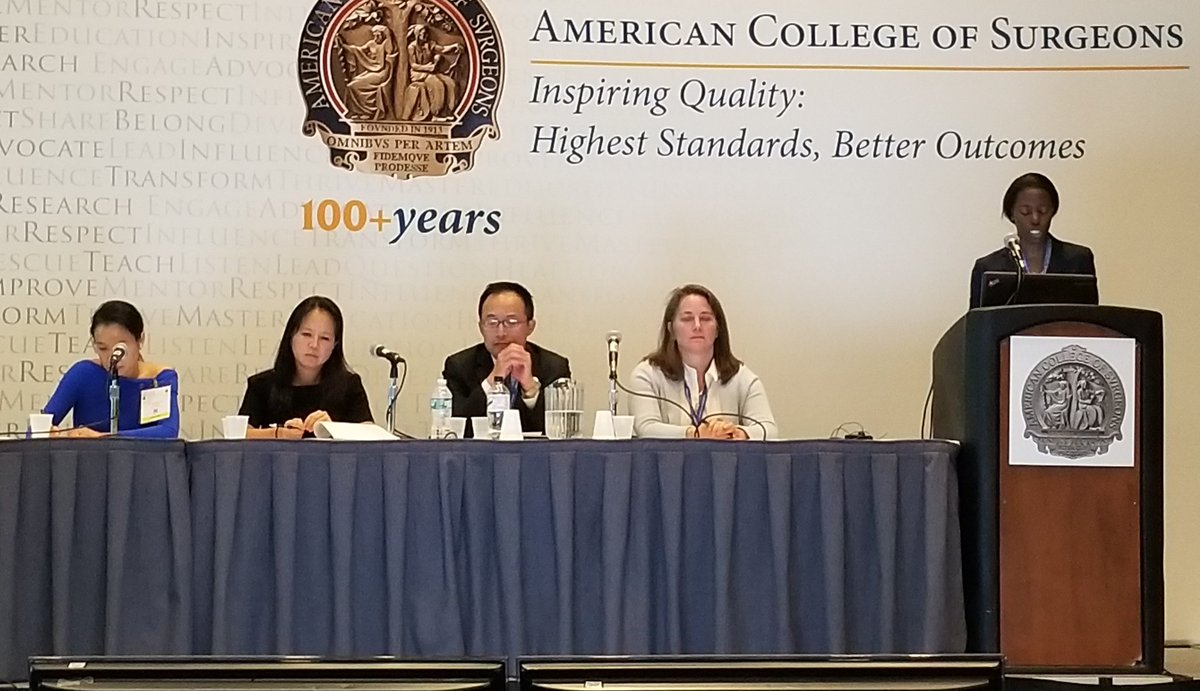 RLSlotcavageMD's tweet photo. .@JaneilMitchell looking at #RLN monitoring in parathyroid/thyroid cases using #CESQIP. Also, Drs. Joyce Shin, Jennifer Rosen, and Victoria Lai moderating! #AWSatACS #ACSCC18 @WomenSurgeons #ILookLikeASurgeon https://t.co/s4Q2vLMKT7