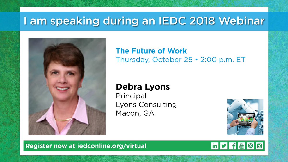 Join me for a webinar on the future of work in I4 and how you can prepare your talent pipeline #workforcedevelopment #lyonsconsulting