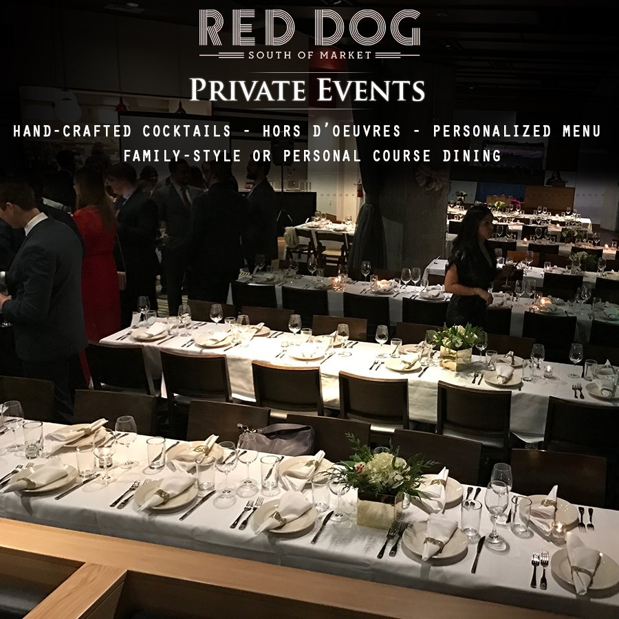 The holidays are approaching. Allow us to host your upcoming events! Email info@reddogrestaurant.com and our private event specialist will assist you. #RedDogSoMa