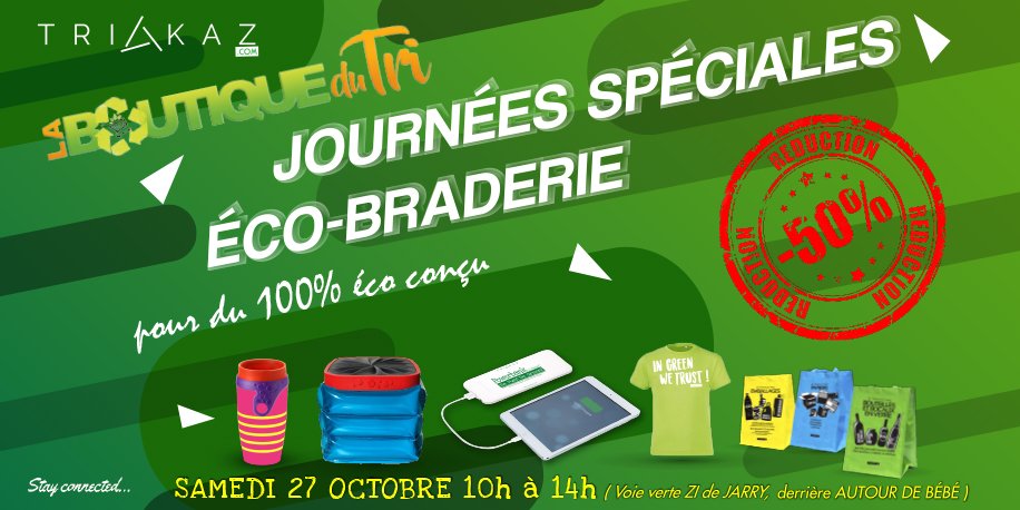 triakaz_fr's tweet photo. Rendez-vous pour la grande ECO-BRADERIE, le samedi 27 octobre à L'ECO-STORE LA BOUTIQUE DU TRI de 9h à 14h00! Tout à -50% !!#TWIZZ #PETITBAG #BEFUNBEGREEN #TRIAKAZ https://t.co/wiGf5Xnf4V