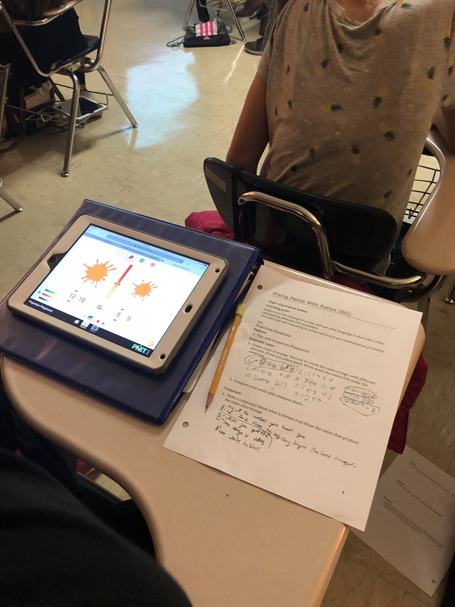 CMS_Morris's tweet photo. Mixing paint to make equivalent ratios! #mathargumentation @dpvils @PhETsims @DigitalPromise @HolmesShayna https://t.co/dYmKwhZO3Y