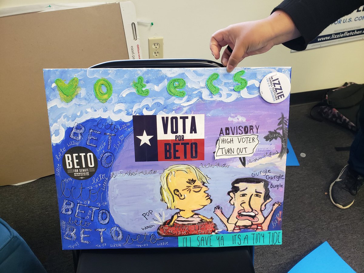 JRodPTP's tweet photo. @kimvillptp1 made this beautiful sign .... #TX07 #VotingMatters #BlueWave2018 #BetoForTexas https://t.co/lbYbb8MO3I