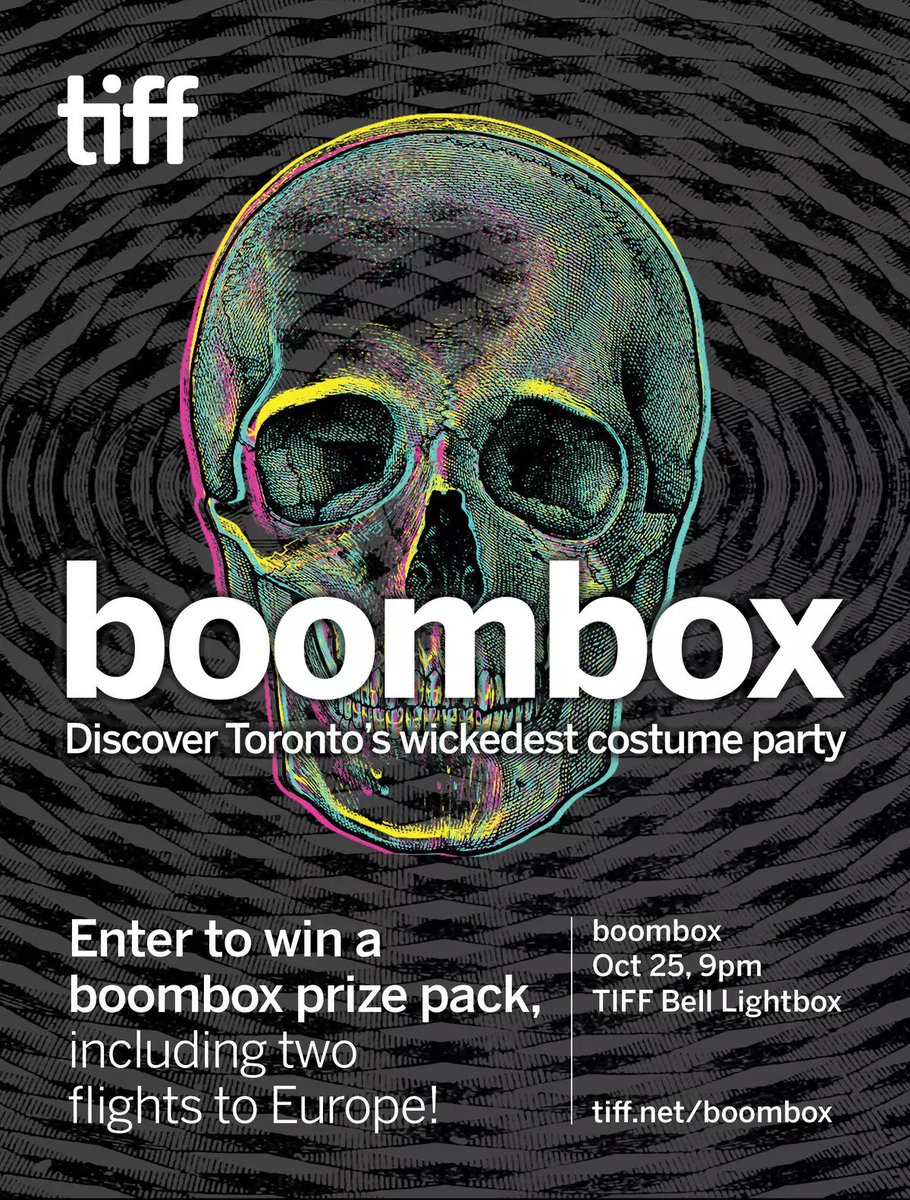 CONTEST TIME! Follow <a href="/EscapeManorTO/">Escape Manor Toronto</a> and RT for your chance to win
TWO TICKETS to <a href="/TIFF_NET/">TIFF</a>'s Boombox event this Thurs. 🎟️🎟️
#Contest #Halloween #EscapeManorTO #TIFF #Boombox 
Draw takes place this Wed. at 6PM 🎃👻 Good Luck!