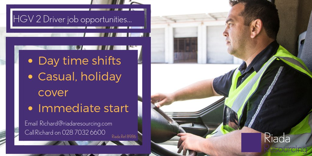 RiadaRecruit's tweet image. Opportunities available for experienced drivers looking to work extra hours coming up to peak holiday season ...apply below or give our office a call on 028 7032 6600 for more details...&amp;gt; vacancies.riadaresourcing.com/vacancies/8986…

#driver #jobs #extrahours #jobfairy #driverjobs @DriverJobs