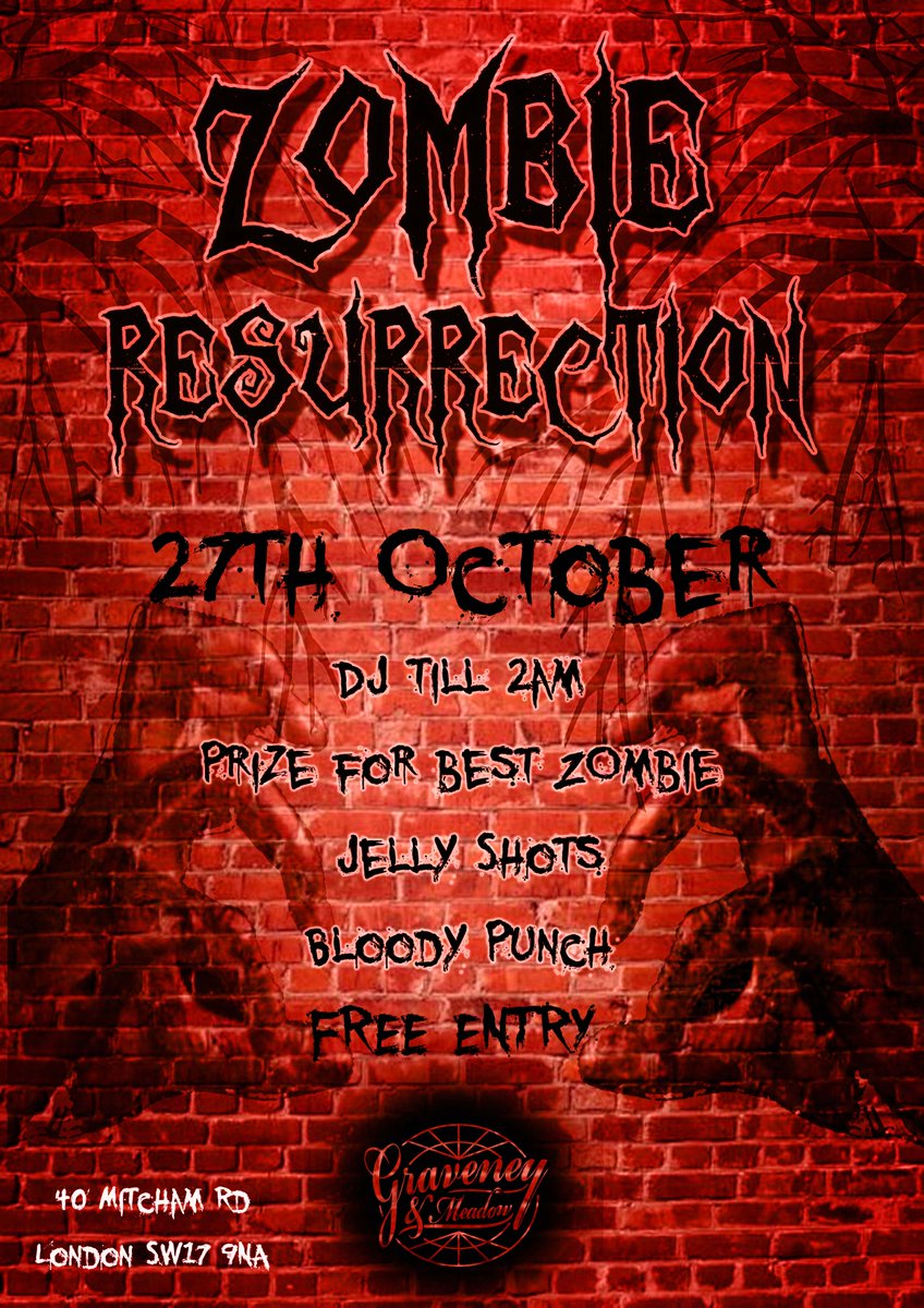 Graveney & Meadow (@graveneymeadow) on Twitter photo Zombie resurrection is only a few days away! Pumpkins and All Hallows decs galore this Saturday for our party. Free to come along to from 7pm. DJ till late and punch and jelly shots will be flowing. #tooting <a href="/AnticPubs/">Antic Pubs</a> Zombie resurrection is only a few days away! Pumpkins and All Hallows decs galore this Saturday for our party. Free to come along to from 7pm. DJ till late and punch and jelly shots will be flowing. #tooting <a href="/AnticPubs/">Antic Pubs</a>