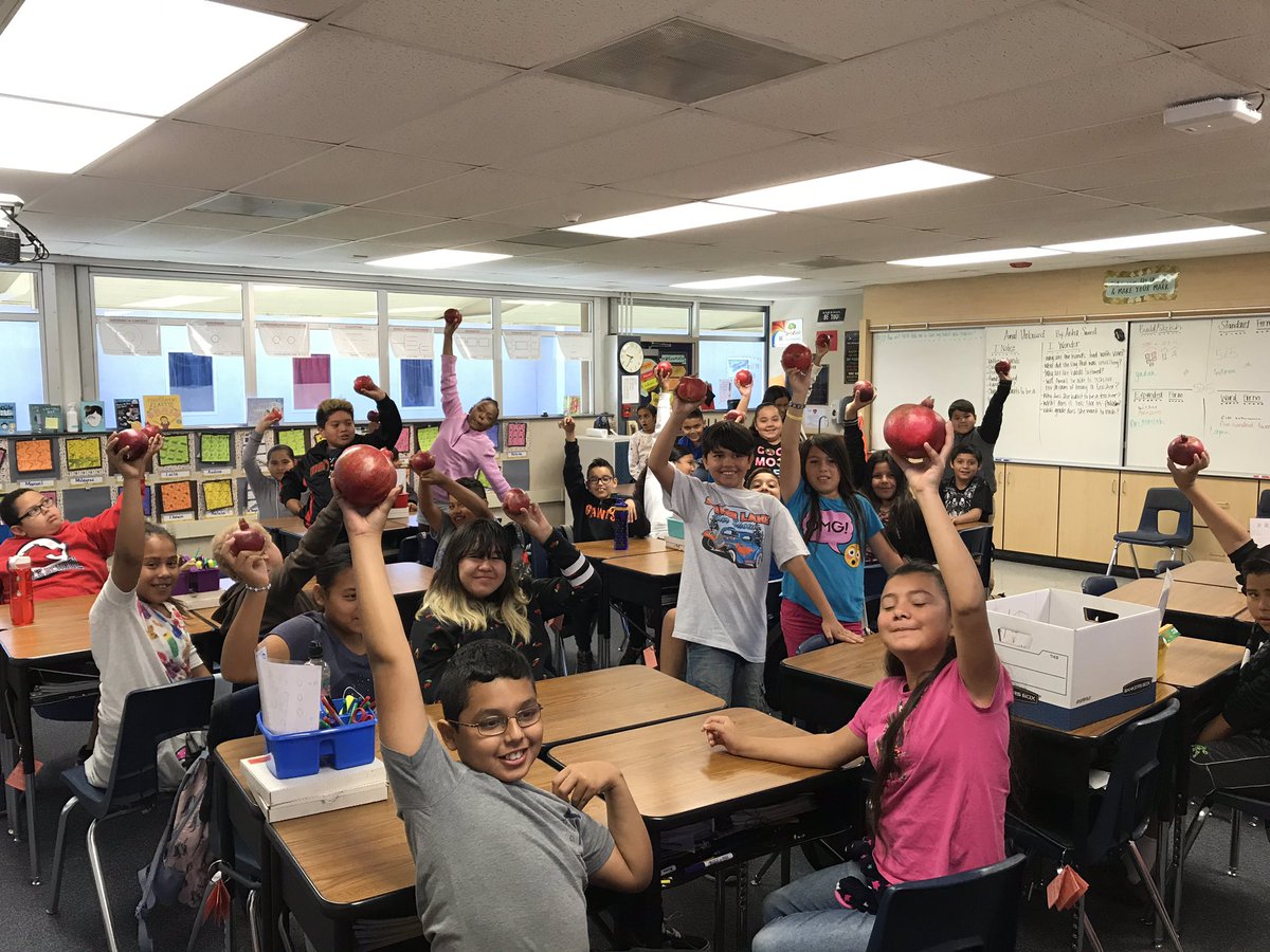 MrsCrook1126's tweet photo. Logan from #WonderCrooks sharing pomegranates that he got on a camping trip with the class. They are imagining they are Amal from #GRAAmal Unbound. #TCSDShare @aishacs #mapletcsd @MapleColts https://t.co/yjWgRWNJNF