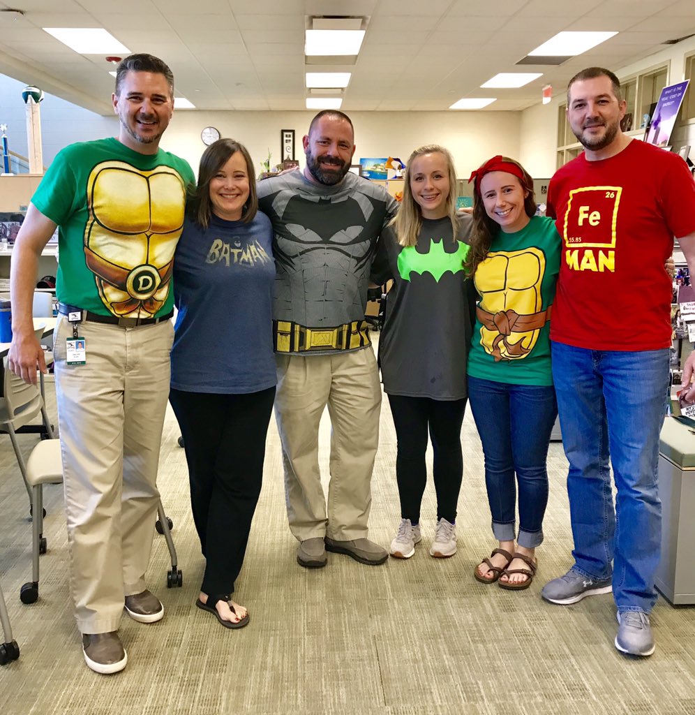 JacobSmith61's tweet photo. “Super Hero” or Spirit Day with some of my science crew! #rilvaryweek #usweRB https://t.co/ZAjint4Qs1