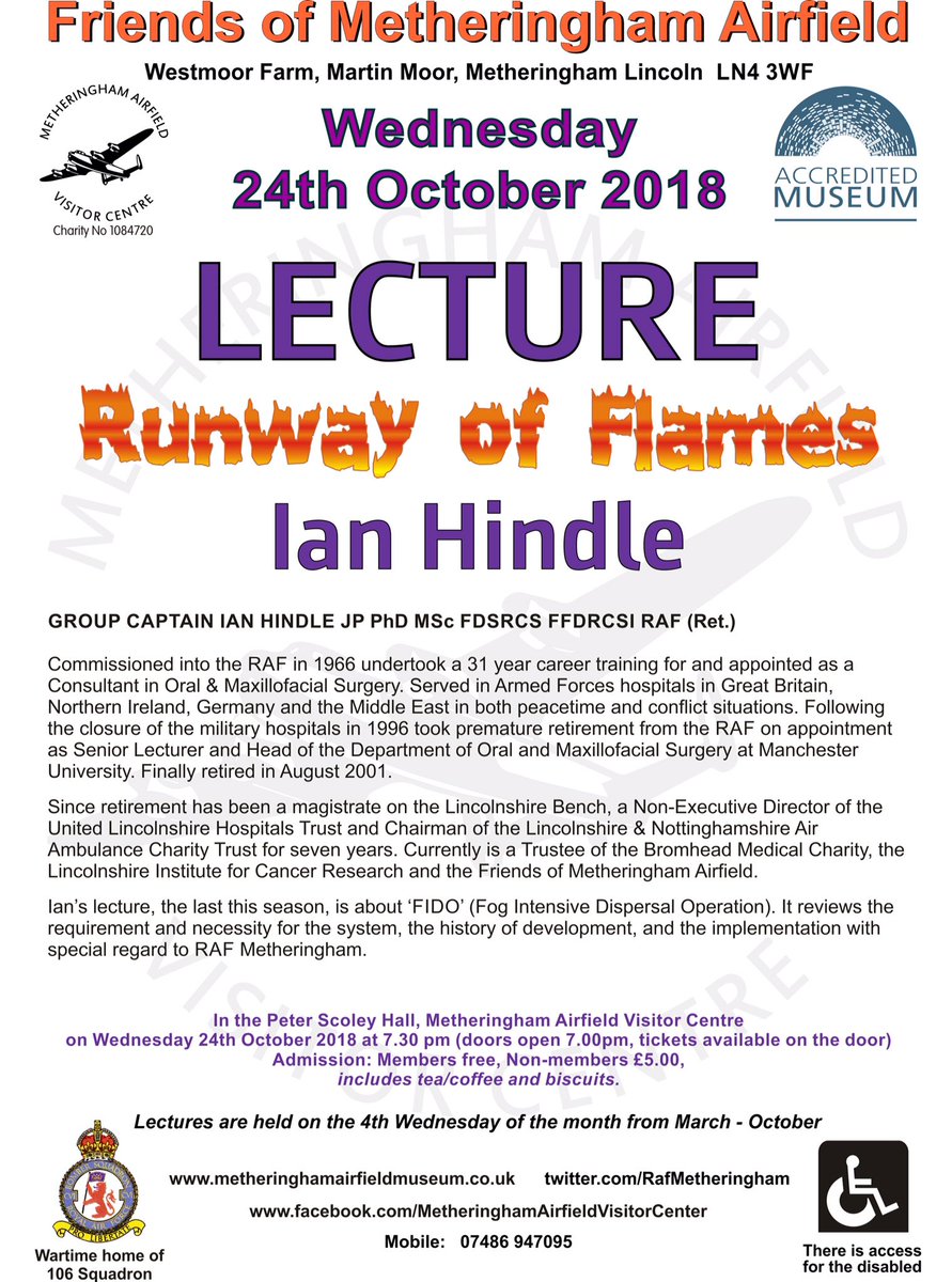 RafMetheringham's tweet image. Did you know...

#RAF #Metheringham was one of only 4 #airfields in #BomberCountry to be equipped with #FIDO 

#LudfordMagna #Fiskerton #Sturgate #WW2

Find out more this Wednesday evening at our last #AviationLecture of 2018

#Members FREE ENTRY Non-members £5 on the door.