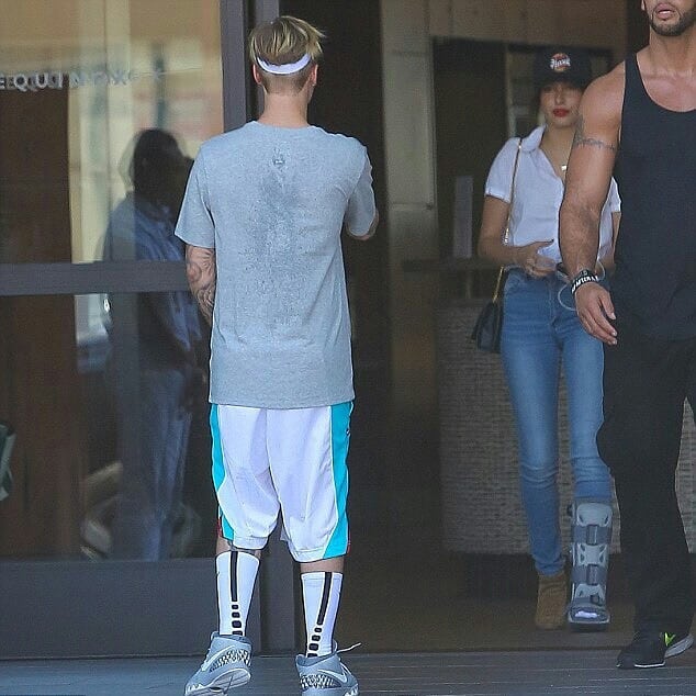 May 10, 2015. Hailey and Justin at a gym in Los Angeles.