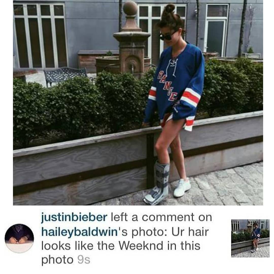 May 13, 2015. Justin left a comment on Hailey's photo.