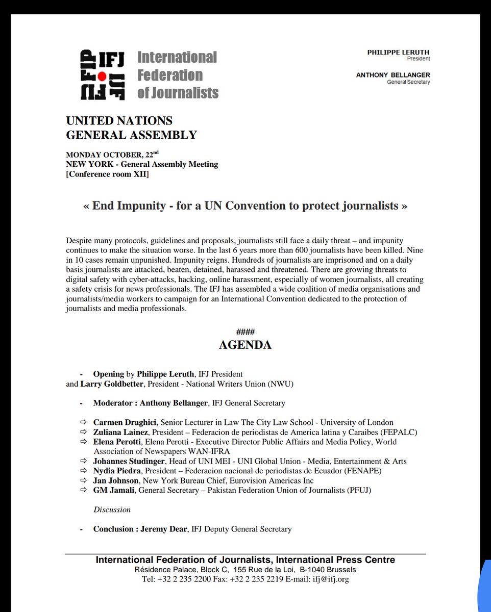 FenapeFip's tweet photo. Por primera vez, en la historia del Ecuador, un gremio de periodistas, @FenapeFip está presente en @ONU_es @susypiedra se suma a #ifj solicitan apoyo y acciónes contra #impunity y #ProtecciónParaPeriodistas @IFEX @FIP_AL @IFJGlobal @CPPichincha  @FEPALC https://t.co/faFBxnHlv4