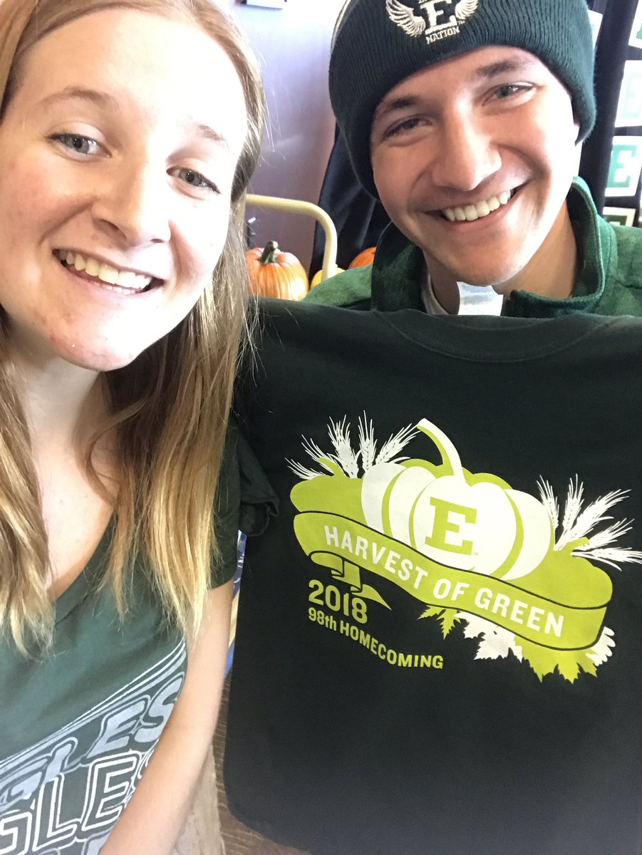 P_A4Homecoming's tweet photo. Come meet half of each couple and get a homecoming shirt! #AHarvestofGreen #EMUHomecoming2018 #freeshirts https://t.co/N1OoNdUeBL