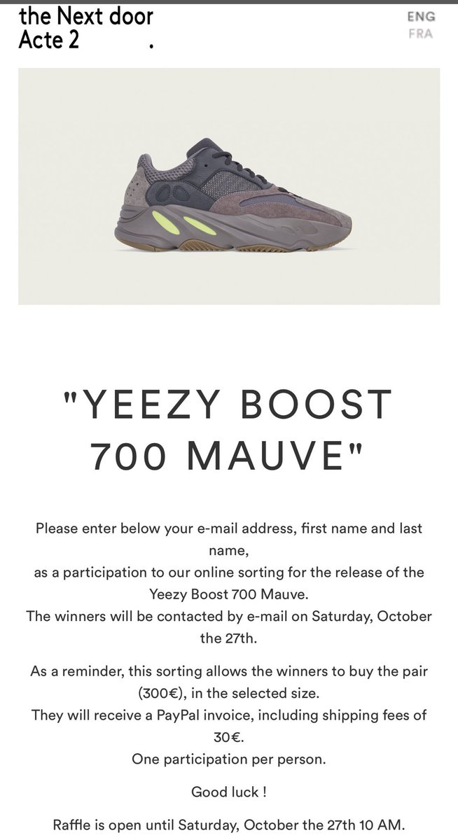 yeezy 700 mauve raffle