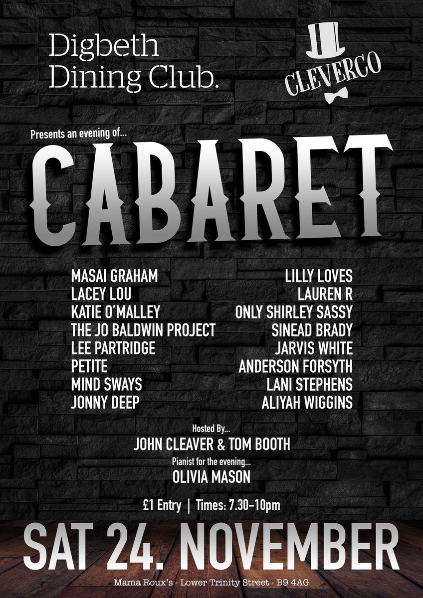 InclusionTools's tweet image. We will be performing at the Digbeth Dining Club’s Cabaret on 24th November! Come and say hi! Tickets only £1 each! #magic #magicians #birminghamuk