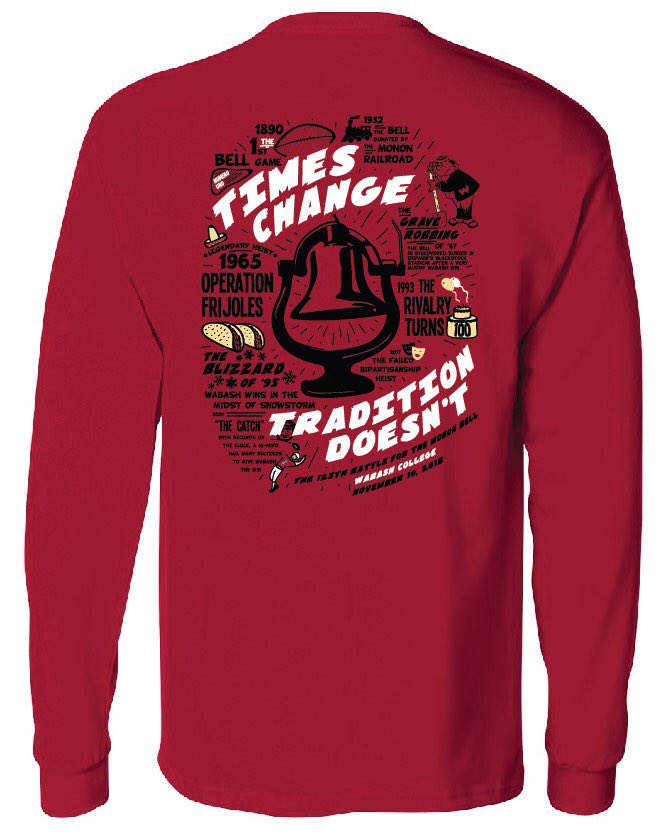 Wabash Fans: The Monon Bell Classic is just around the corner. Get your Monon Bell T-Shirt on the flash store link below! The store closes tonight. #WAF 🔴⚪️🛎<a href="/wabashathletics/">Wabash Athletics</a> <a href="/WabashFB/">Wabash College Football</a> @Matt_Tanney 

Link: wca1018.itemorder.com