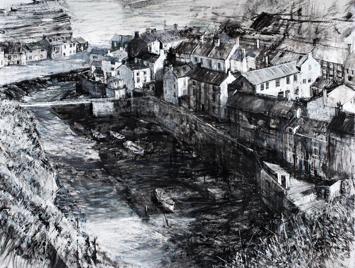 <a href="/inktober/">Inktober</a> how about this... Acrylic ink with Quink Ink washes combined with <a href="/UnisonColour/">Unison Colour</a> pastels, @nitramcharcoal on <a href="/CansonPaper/">Canson</a> Mi Tientes Touch pastel paper (white) of #staithes @northyorkmoors
