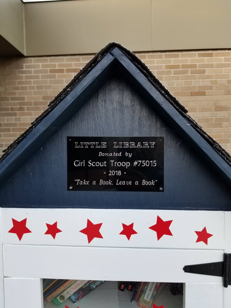 HuckabyKarie's tweet photo. Girl Scout Troop 75015 with a little help from Lowe’s of Southfield created this beautiful Take a Book Leave a Book Library! Great community project! @lowes1604 @KearneysCircus https://t.co/qsxVk2ZLMQ