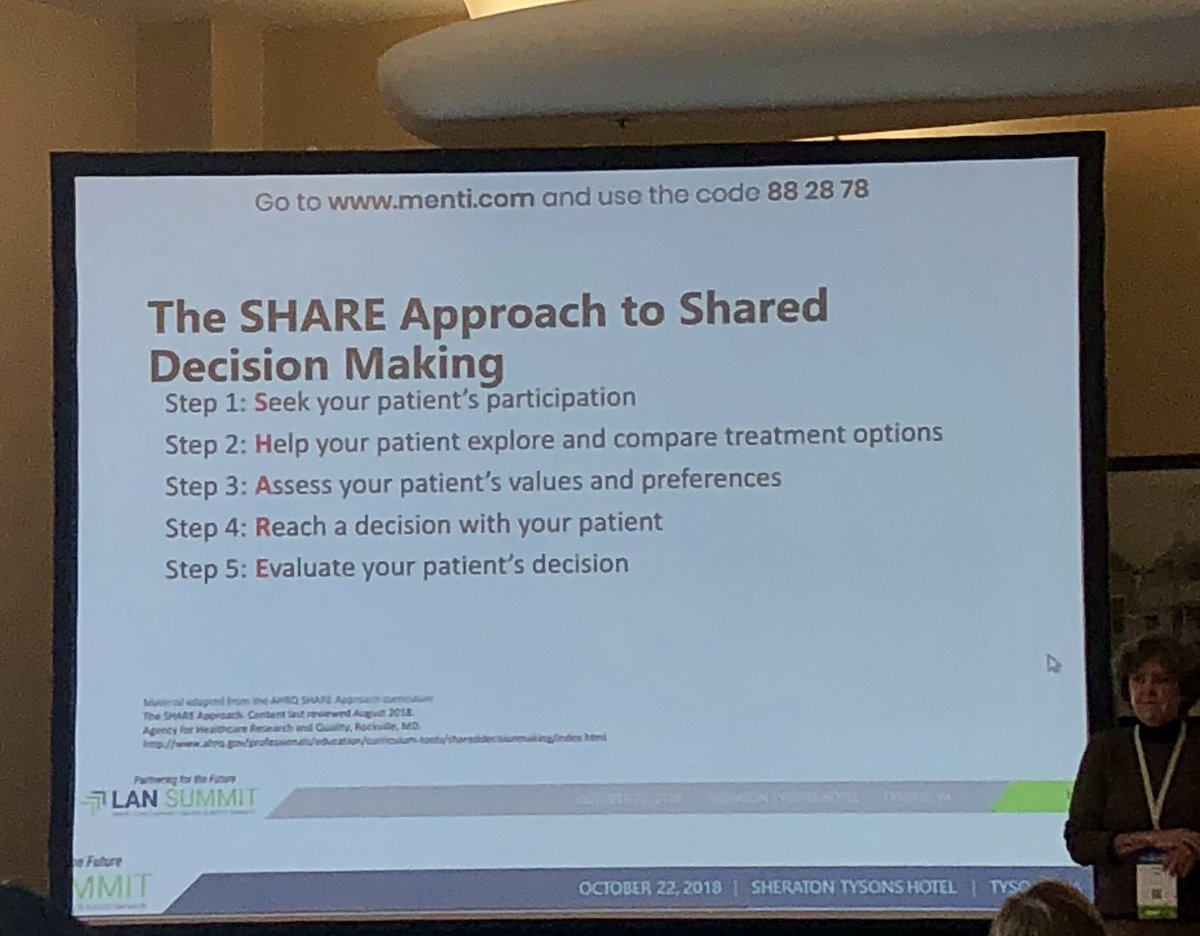 chrisrklene's tweet image. The SHARE approach to shared decision making #LANSummit