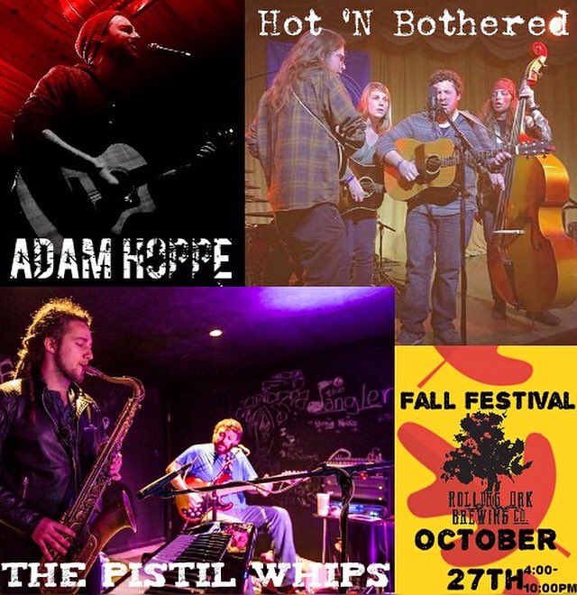 rollingoakbrew's tweet image. We’re getting excited for the Rolling Oak Fall Festival happening in just 5 days! Join us OCTOBER 27TH 4-10pm an outdoor beer and live music event! Just $20.00 gets you in with drink tickets and an exclusive event T-shirt!! And would you look at the lineup! #fallfestival
