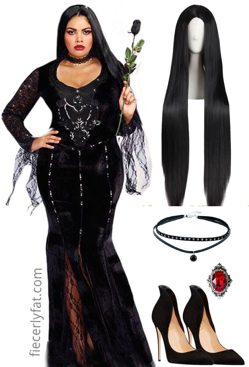 Gigi Kiersten on X ICYMI Kooky and Spooky A Plus Size Morticia Addams Halloween Costume Fiercely Fat https t ZKHB0M7i3X Halloween2018 plussizefashion halloweencostumes cosplay PlusSizes OOTD ootdfa...