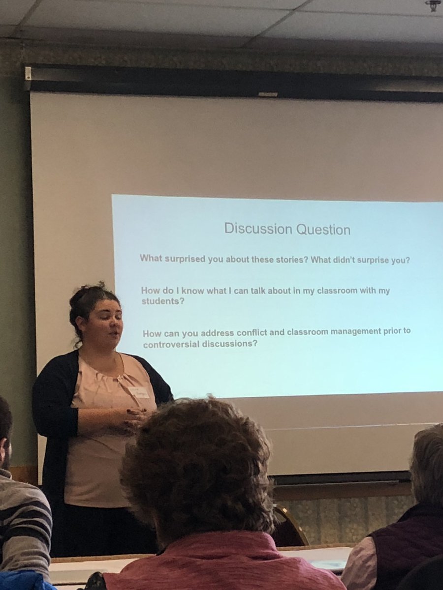 MaineCSS's tweet photo. Great session with new and preservice teachers from @nikkibee2801 Nicole Burgess about surviving your first year in the SS classroom. #mecocon18 #socstudme https://t.co/bx87dWtIp7