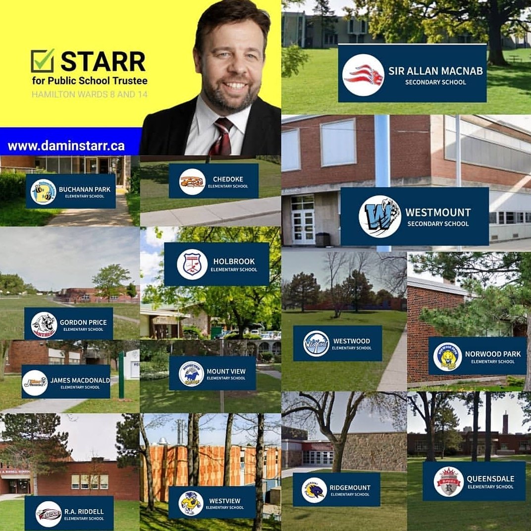 DaminStarrMusic's tweet photo. It would be an honour to represent the #Ward8 &amp; #Ward14 communities and these 14 terrific schools within the #HWDSB as Trustee.

Vote with CONFIDENCE ~ Vote DAMIN STARR for PUBLIC SCHOOL TRUSTEE ➡️ https://t.co/hqRIp2d8Qp 

#HamiltonVotes18 #HamOnt #StarrCandidate ☆ #Education https://t.co/jY8Ih5yT6P
