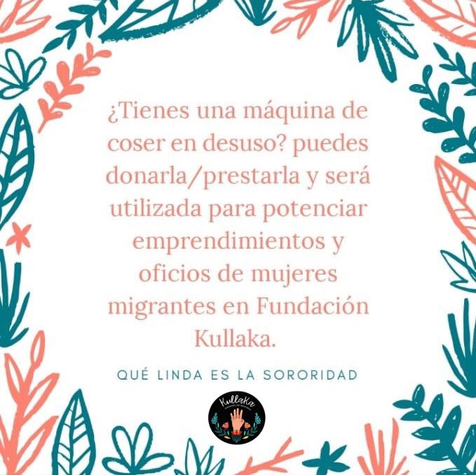 kullakachile's tweet photo. amigues, vuelto a solicitar ayuda con las máquinas de coser, serán devueltas al día siguiente del taller que impartiremos. https://t.co/k1k1j2uIoh