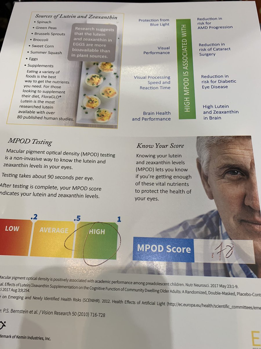 Looks like my #spinach #avocado and #Egg eating habits are paying off!  High levels of #lutein and zeaxanthin in my peepers! Thanks <a href="/EggNutrition/">American Egg Board's Egg Nutrition Center</a> for providing testing at #FNCE <a href="/eatrightFNCE/">eatrightFNCE</a>