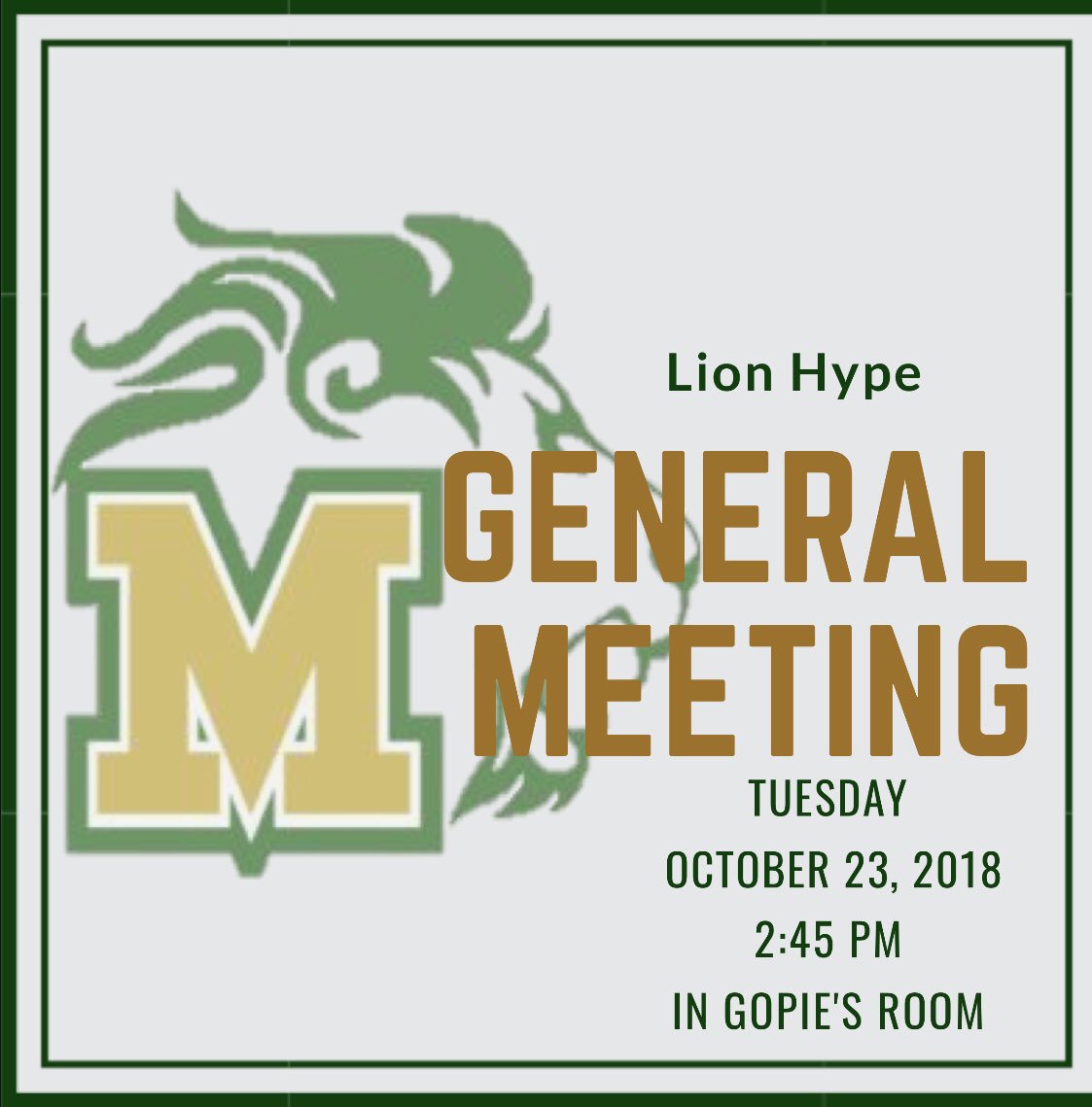 Lion Hype general meeting tomorrow!!