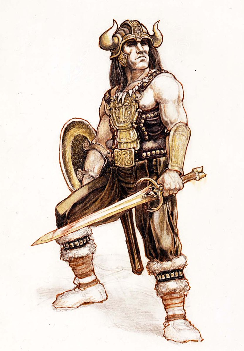 Conan the Barbarian. ( 1982) Maybe the movie he worked the most on, from sets, to props and costume designs. an amazing work.