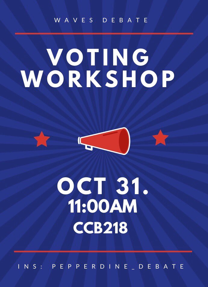 Wavedebate's tweet photo. Join Waves Debate for a voter education workshop on Oct. 31 to talk to fellow classmates and get information before casting your ballot for the upcoming election. #wavesdebate https://t.co/rQaxJJyL5N