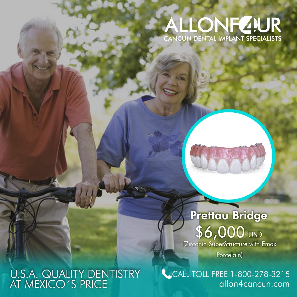 It's time to smile again! 😉 Ask for the treatments and benefits we have for you. ➡️ allon4cancun.com 
Call Toll Free 📞 1 800 278 3215
#Allon4 #Allon6 #Allon8