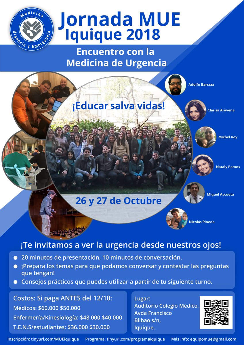 MUE_14's tweet photo. ¡Queda muy poco!
Jornada MUE Iquique
26 y 27 Octubre, Auditorio Colegio Médico
¡Educar Salva Vidas!
Inscripción: https://t.co/MLyUxpgQUD
Más info y programa: https://t.co/ADJqc1HbgN
#ChileEM #MUEUSS https://t.co/I2aLk0ugZO