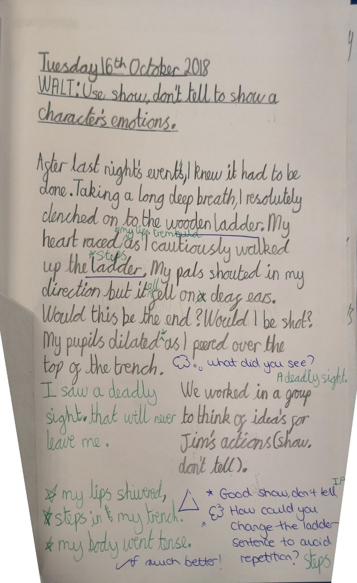 fallonalaura's tweet photo. Loving our WW1 topic. Unreal use of figurative language and show, don't tell from my y5/6's #proud @LiteracyShed @marlcliffesch https://t.co/GVjKfGAjej