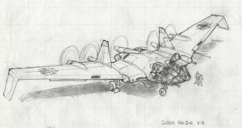 for "RAIDERS OF THE LOST ARK" ( 1981 ) he designed the Airplane for the Fight sequence ( you know.. splaatch! )