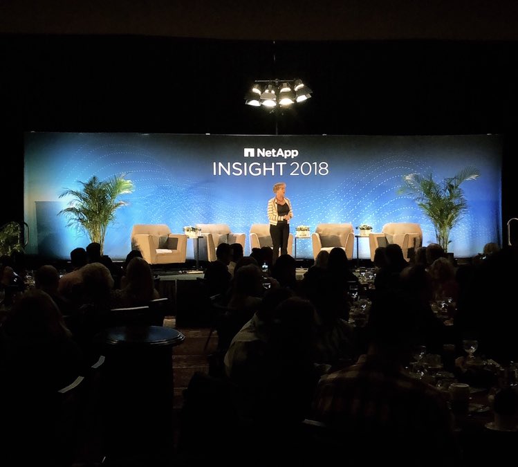 NetAppCloud's tweet image. The amazing @KateSwanborg on stage at this year’s @NetAppWIT talk! #NetAppWIT #NetAppInsight