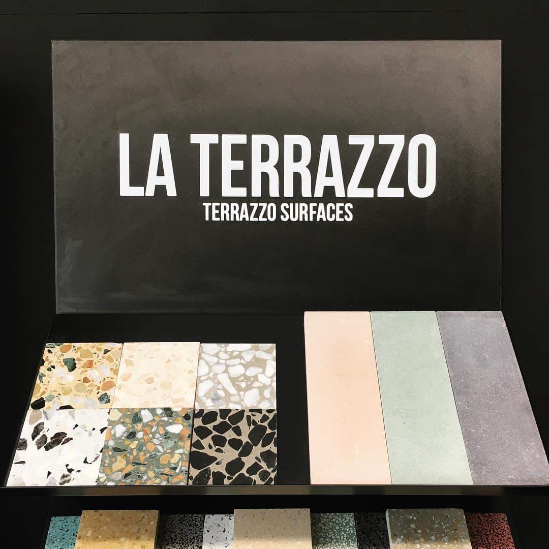 New stands for La Terrazzo, view our lovely samples in our Stokey showroom #terrazzo #tiles #worktops #cement #marble #interior #architecture #stokenewington #london #tileshop