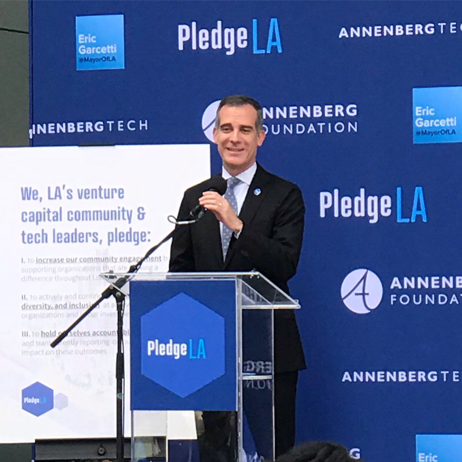 OmniworksUS's tweet image. @MayorOfLA kicking off a new program, Pledge LA, that works with VC’s and tech leaders to improve quality of life for all Angelenos. Great to see industry leaders working with the city to create new solutions! #pledgela #longla #annenbergtech