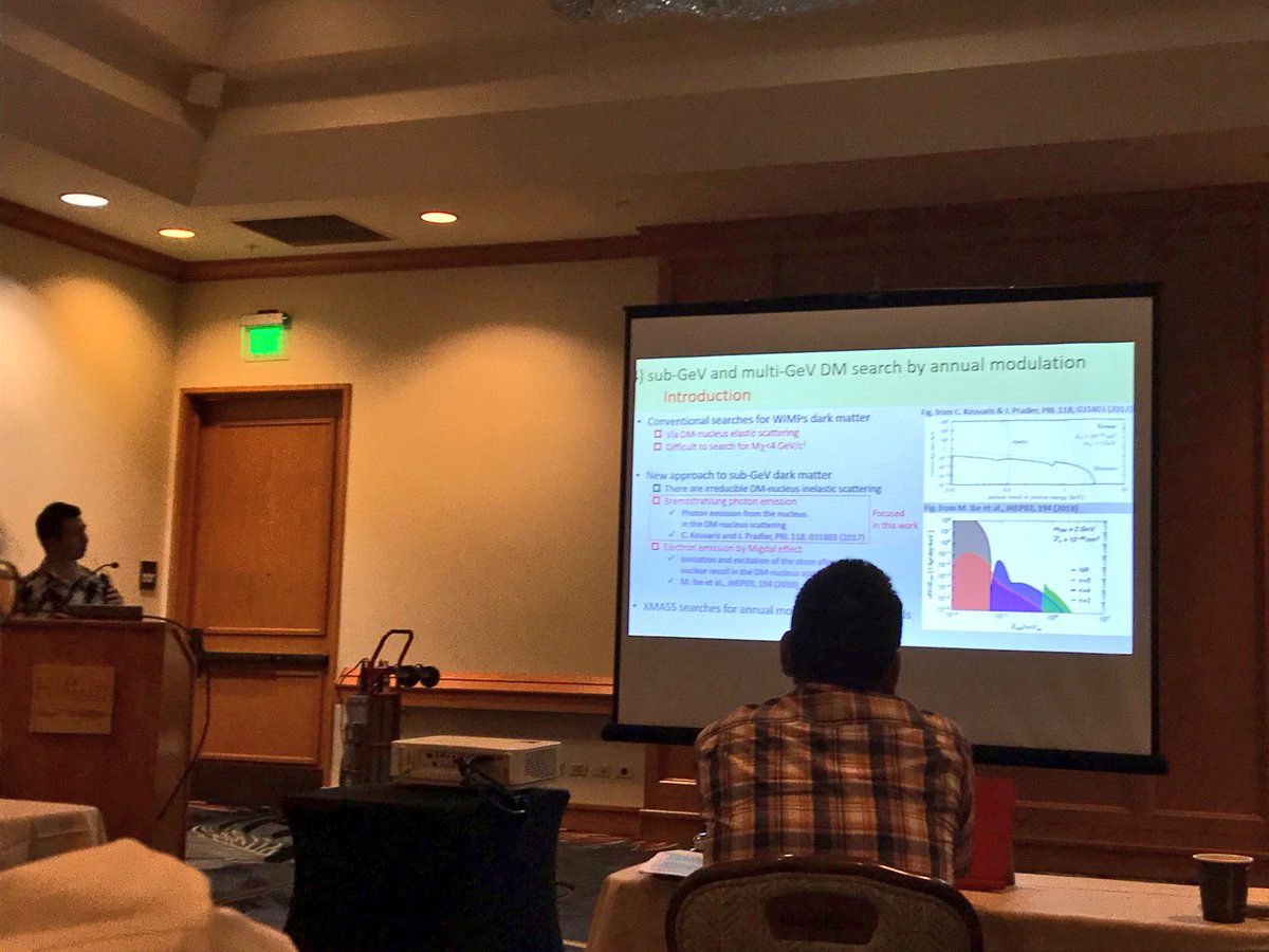 agirliknow's tweet photo. Light #darkmatter still a hot topic with XMASS searching for annual modulation in standard channels and also by utilising the Bremsstrahlung & Migdal effects that enhance sensitivity to sub-GeV WIMPs #dbd18 https://t.co/TWeENAAwx3