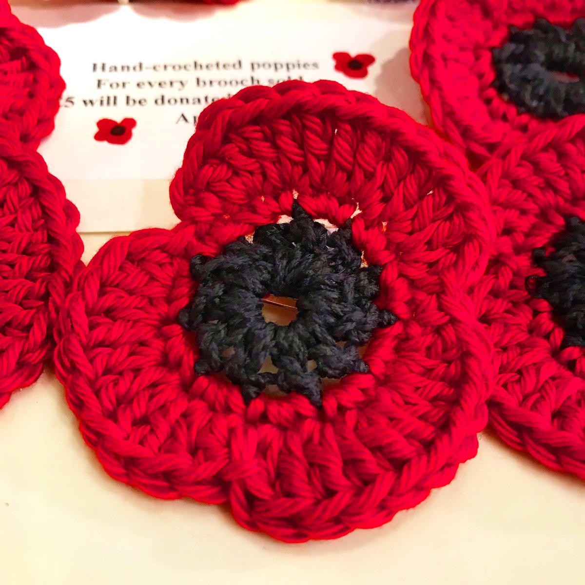AllOriginalEali's tweet photo. Hand crocheted poppies by @EmmaL42. £5 will be donated to the Poppy Appeal for each broach sold ❤️
 #poppyappeal  #broach #handmade #handcrocheted #crochet #makersgonnamake #smallbusiness #smallshop #localshop #lovelocal #supportlocal #localbusiness #ealing #alloriginal https://t.co/32P4pTNdyK