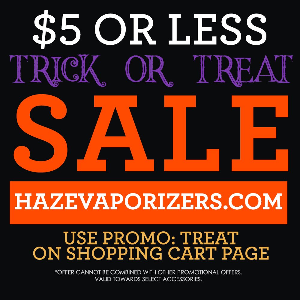 Trick or Treat! $5 or Less for Dual &amp; Square Accessories. See all available sale items at hazevaporizers.com/sale/