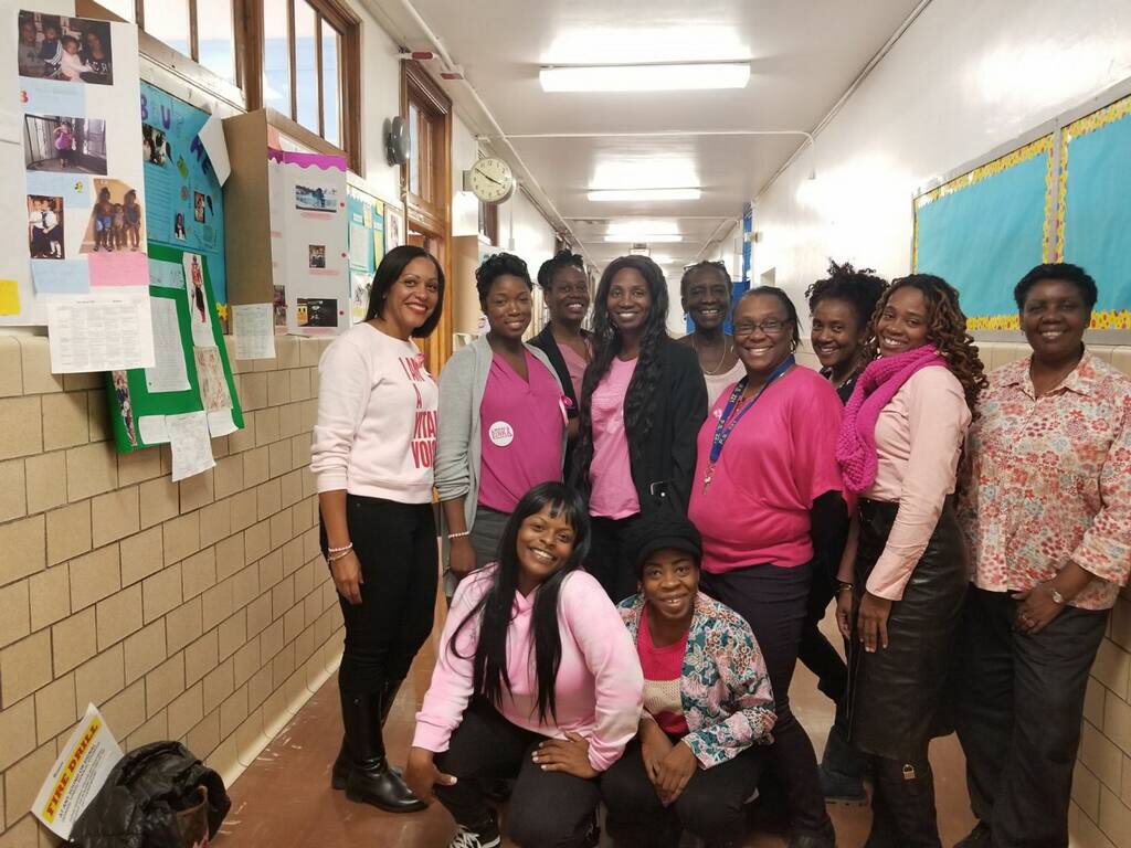 PS 221 Pink Day! Wearing Pink for a cause! Building a strong community. #D17 #Steppinguptoexcellence #Rise